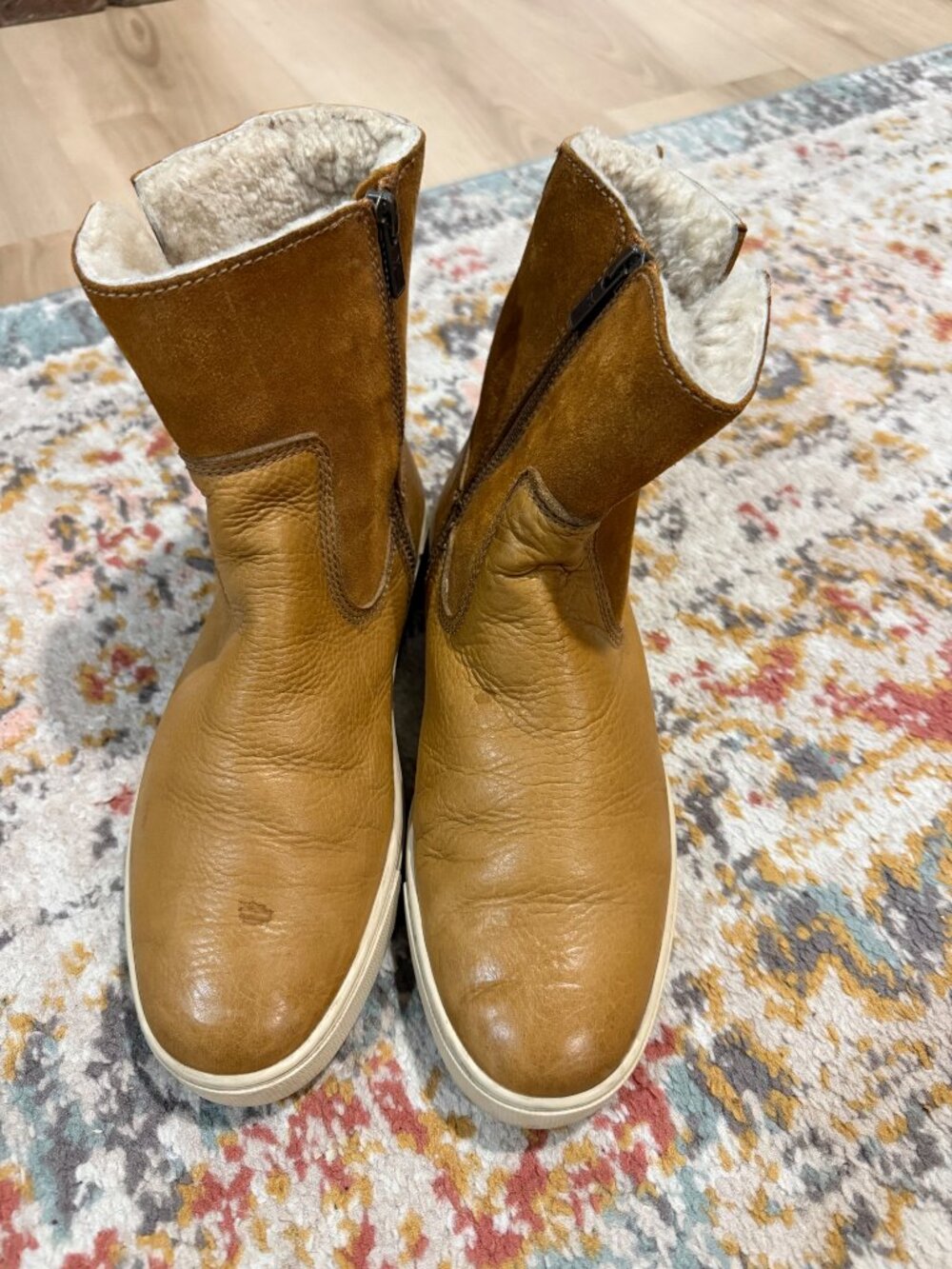 Frye Shearling Lined Leather Boots with Side Zipper